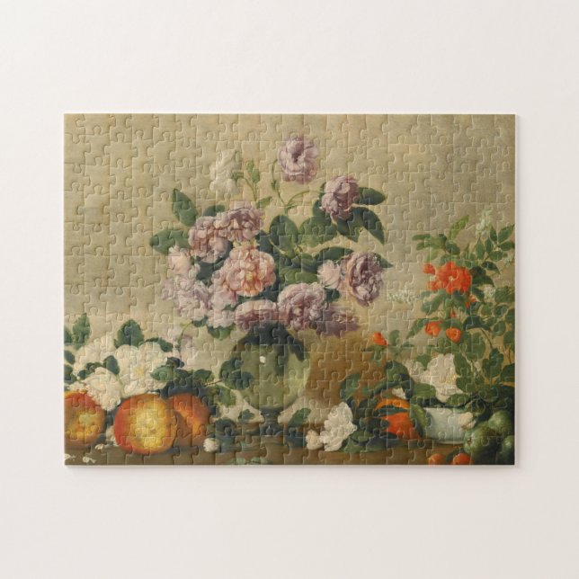 Pink and White Peony Flowers (Peonies Still Life) Pussel (Horisontell)