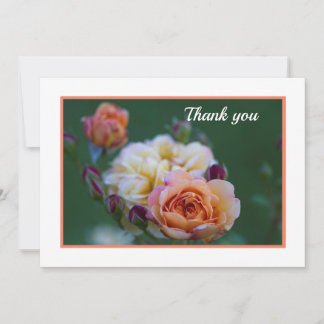 Pink And White Roses Flat Thank You Card Tack Kort