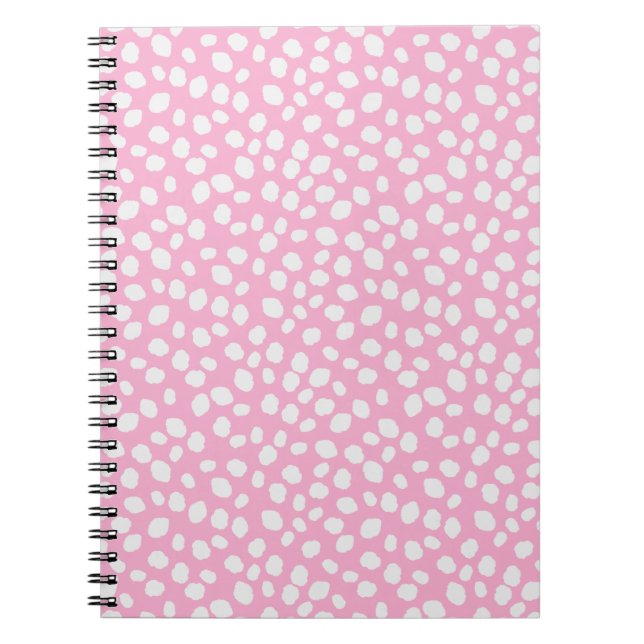 Pink and white spotty pattern notebook anteckningsbok (Framsidan)