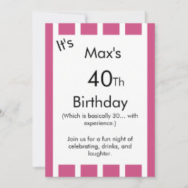 Pink and White Striped Birthday Invitation – Inbjudningar