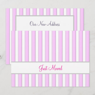 Pink and White Stripes Editable New Address Meddelande