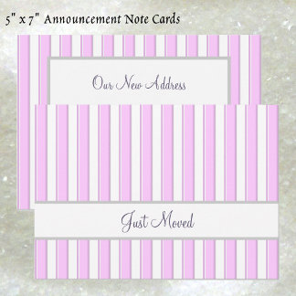 Pink and White Stripes Editable Script New Address Meddelande