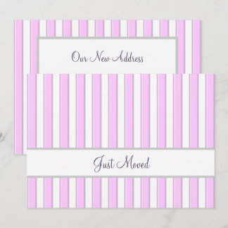Pink and White Stripes Editable Script New Address Meddelande