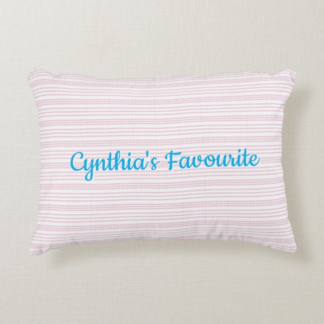 Pink and white stripes squared prydnadskudde (Framsidan)