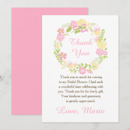 Pink and Yellow Floral Wreath Bridal Shower Tack Kort