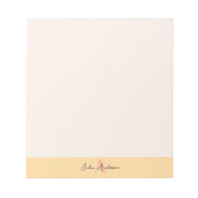 Pink and Yellow Monogram Notepad Anteckningsblock (Framsida)