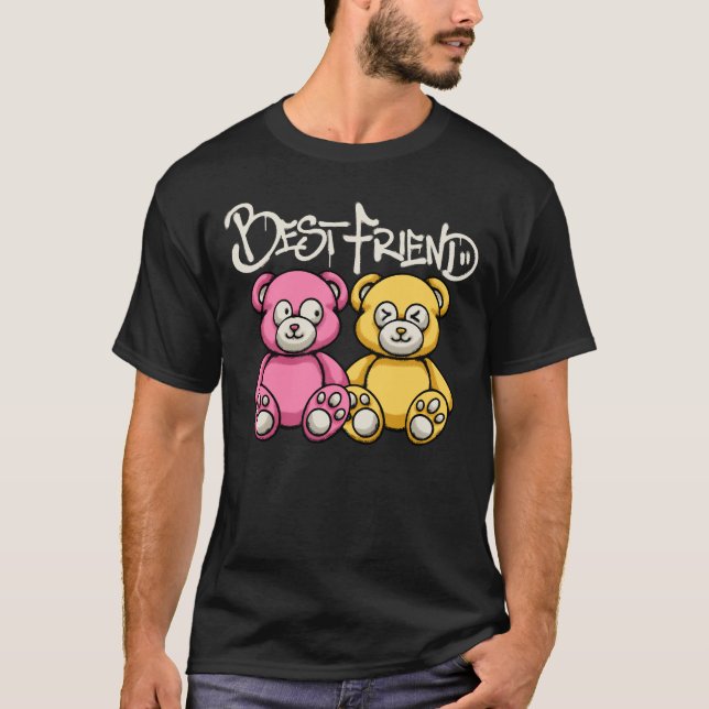 pink and yellow teddy bear streetwear t shirt (Framsida)
