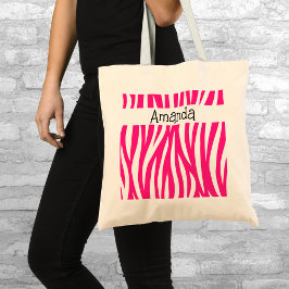 Pink Animal Striped Tote Tygkasse