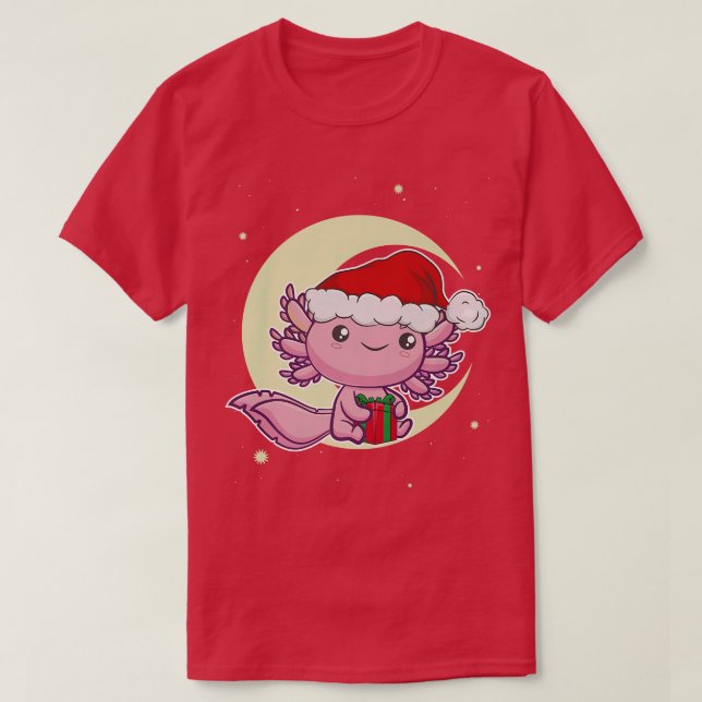 Pink Aolotl Kawaii White Christmas Eve Meican Sala T Shirt (Design framsida)