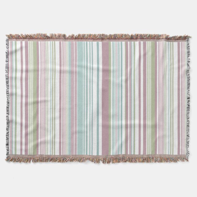 Pink, Aqua, mint, spring rain and mauve stripes Filt (Framsidan)