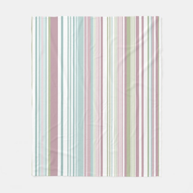 Pink, Aqua, mint, spring rain and mauve stripes Fleecefilt (Framsidan)