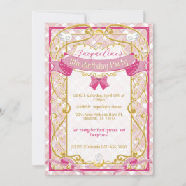 Pink Art Nouveau Princess Birthday Invitation Inbjudningar