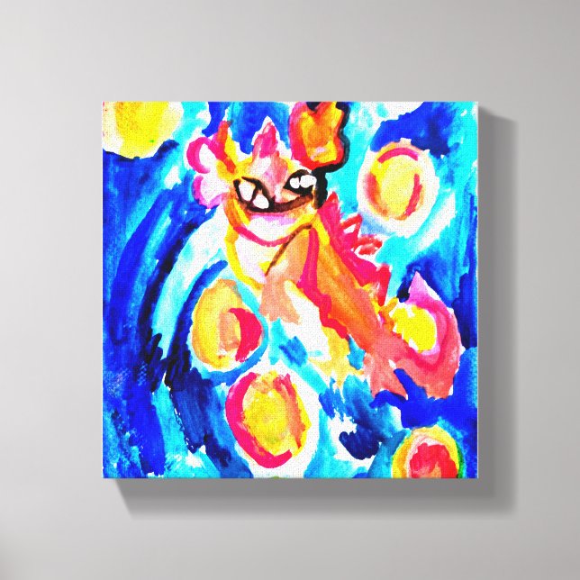 Pink axolotl Watercolor summer  Canvastryck (Framsida)