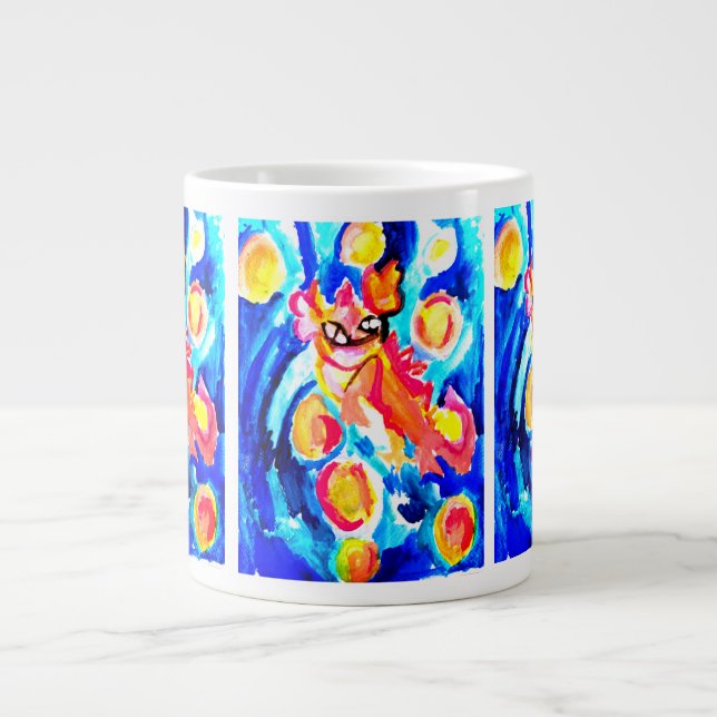 Pink axolotl Watercolor summer  Jumbo Mugg (Framsidan)