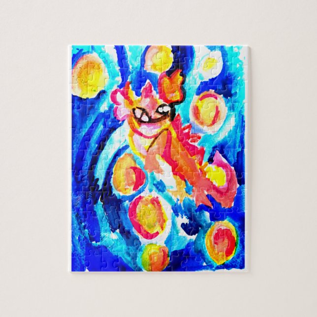 Pink axolotl Watercolor summer  Pussel (Vertikal)