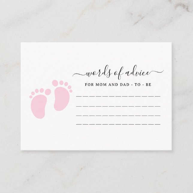 Pink Baby Feet Baby Shower Party, Girl Baby Shower Tilläggskort (Framsida)