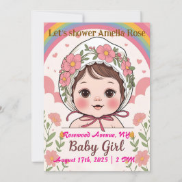 Pink Baby Girl Shower Invitation Inbjudningar