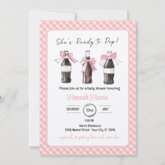 Pink Baby Girl Soda Ready to POP Baby Shower  Inbjudningar