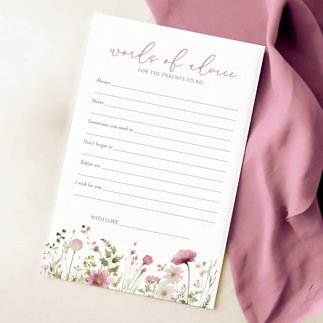 Pink Baby In Bloom Wildflower Baby Advice Card (Skapare uppladdad)