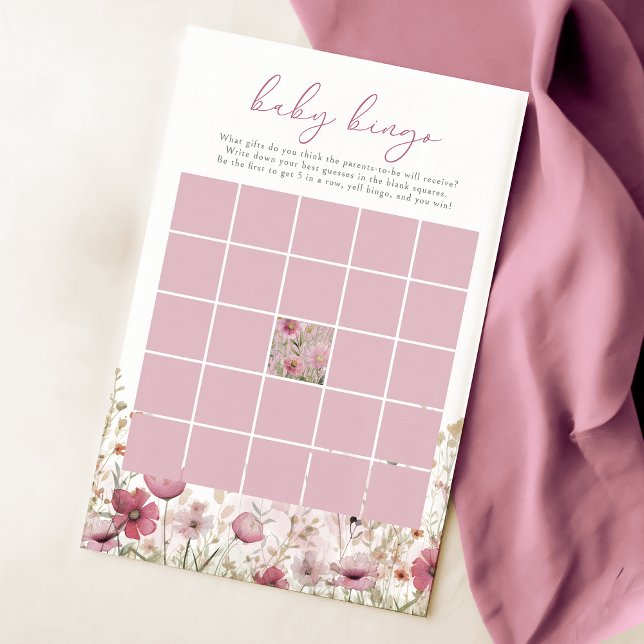 Pink Baby In Bloom Wildflower Baby Bingo Game (Skapare uppladdad)