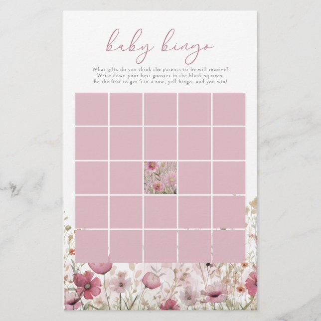Pink Baby In Bloom Wildflower Baby Bingo Game (Framsida)