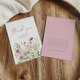 Pink Baby In Bloom Wildflower Baby Shower Flat Tack Kort