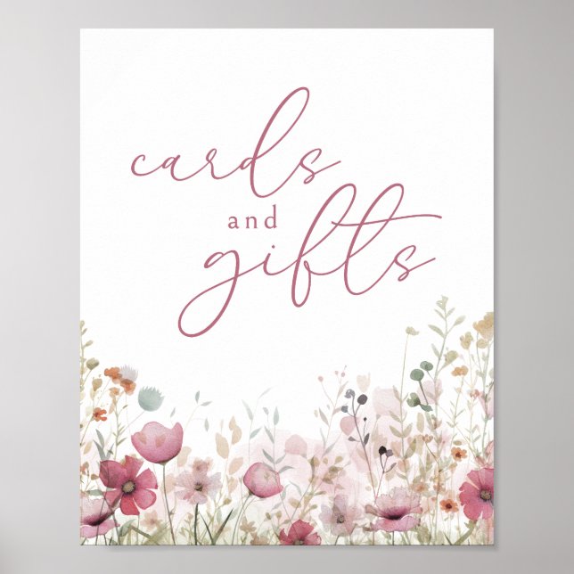 Pink Baby In Bloom Wildflower Cards and Gifts Sign Poster (Framsidan)