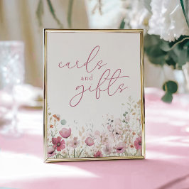 Pink Baby In Bloom Wildflower Cards and Gifts Sign Poster