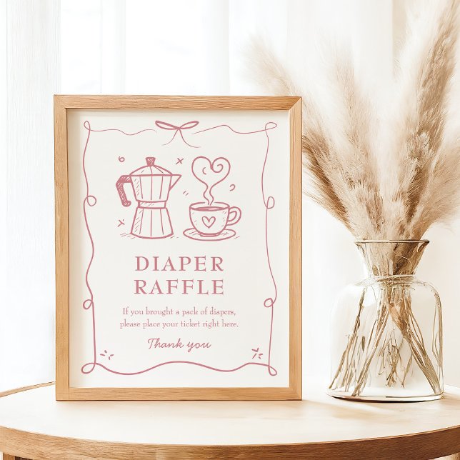 Pink Baby is Brewing Baby Shower Diaper Raffle Poster (Skapare uppladdad)