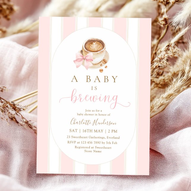 Pink Baby Is Brewing Babyfirande Inbjudningar (Skapare uppladdad)