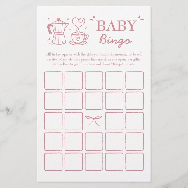 Pink Baby Is Brewing Coffee Baby Bingo Game (Framsida)