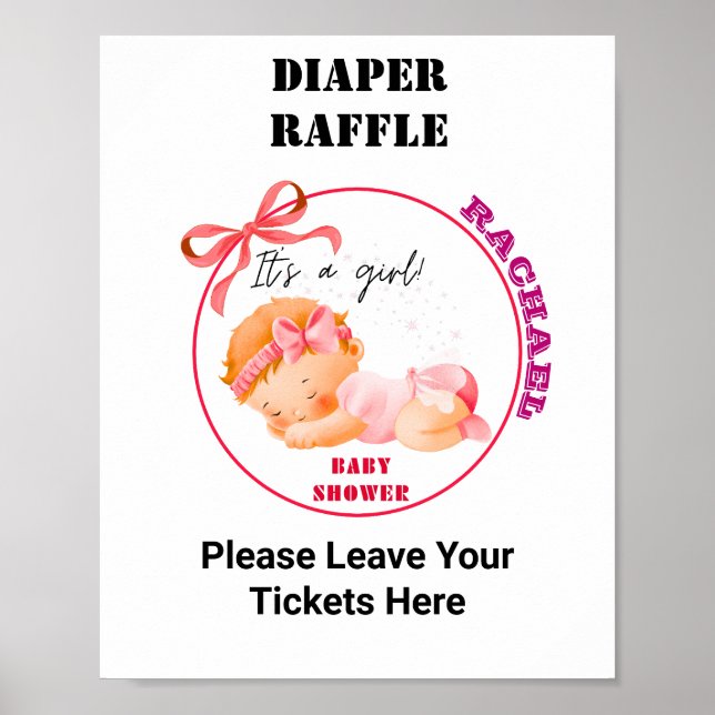 Pink Baby Shower, Baby Girl Shower Party Game Poster (Framsidan)