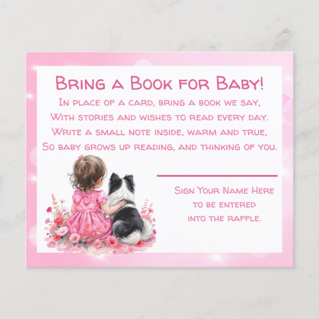 Pink Baby Shower Bring a Book for Baby Flygblad (Framsidan)