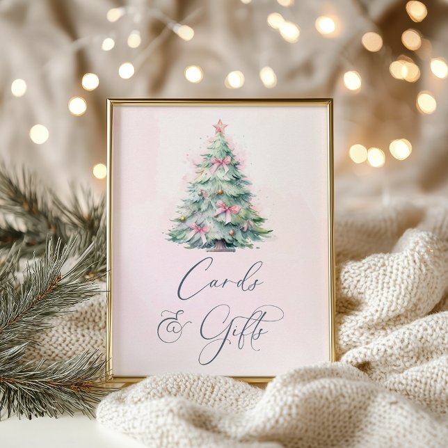 Pink baby shower christmas tree Cards and gifts  Poster (Skapare uppladdad)