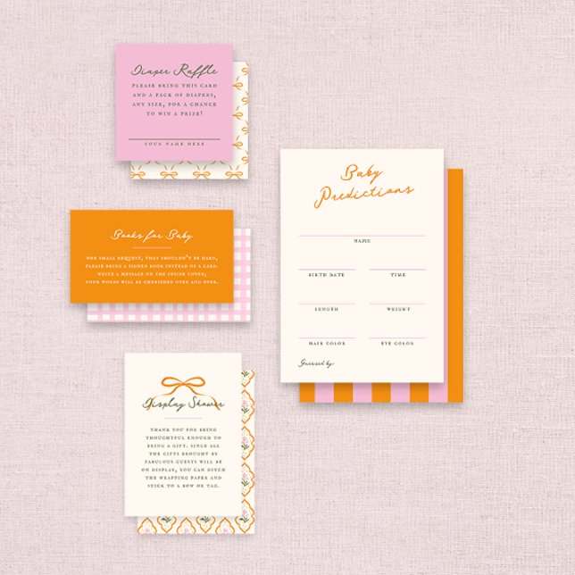 Pink Baby Shower Diaper Raffle Entry Card Tilläggskort (baby shower enclosure cards for diaper raffle)