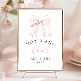 Pink Baby Shower How Many Bows Table Sign Poster