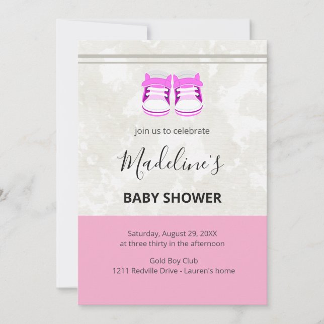 Pink Baby Shower Invitation – Custom Baby Girl Inbjudningar (Framsida)