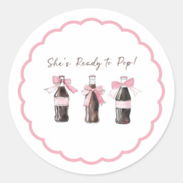 Pink Baby Soda Ready to POP Round Sticker Runt Klistermärke