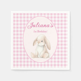 Pink Babys First Birthday Bunny Napkins Pappersservett