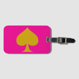 Pink Background design and Gold Spade Bagagebricka