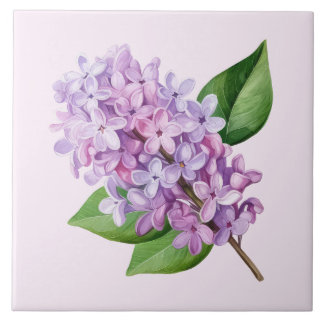 Pink Background Lilac Blossom Art Kakelplatta