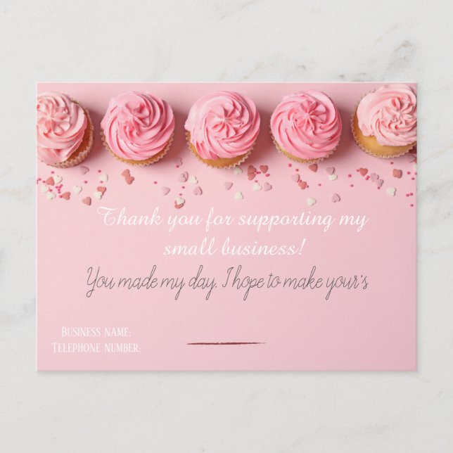 Pink BAKERS Thank you Card  Vykort (Framsida)