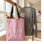 Pink Ballerina Ballet Dancers Typography Design Tygkasse<br><div class="desc">Cute tote bag in pink with a simple modern typography design ballerina,  ballet dancers,  and ballet teachers. Great for carrying shoes,  tights,  warmups,  snacks,  or recital essentials. A pretty everyday piece for studio days and weekends.</div>