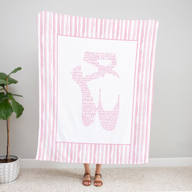 Pink Ballet Pointe Shoe Typography  Fleecefilt (Skapare uppladdad)