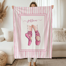 Pink Ballet Shoes with Watercolor Stripes Fleecefilt