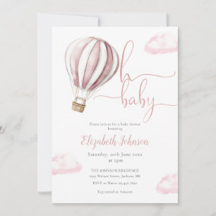 Pink Ballong Flick QR-kod Foto Baby Shower Inbjudningar