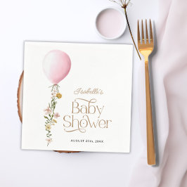 Pink Balloon Floral Girl Baby Shower Tempaper Pappersservett
