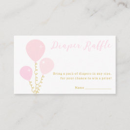Pink Balloons Girl Baby Shower Diaper Raffle Tilläggskort