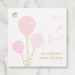 Pink Balloons Girl Baby Shower Gåvor Etiketter