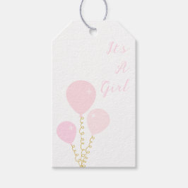 Pink Balloons Girl Baby Shower Presentetikett
